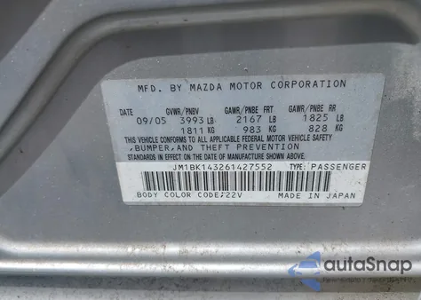 2006 Mazda Mazda3 S из США, поврежденный, VIN JM1BK143261427552